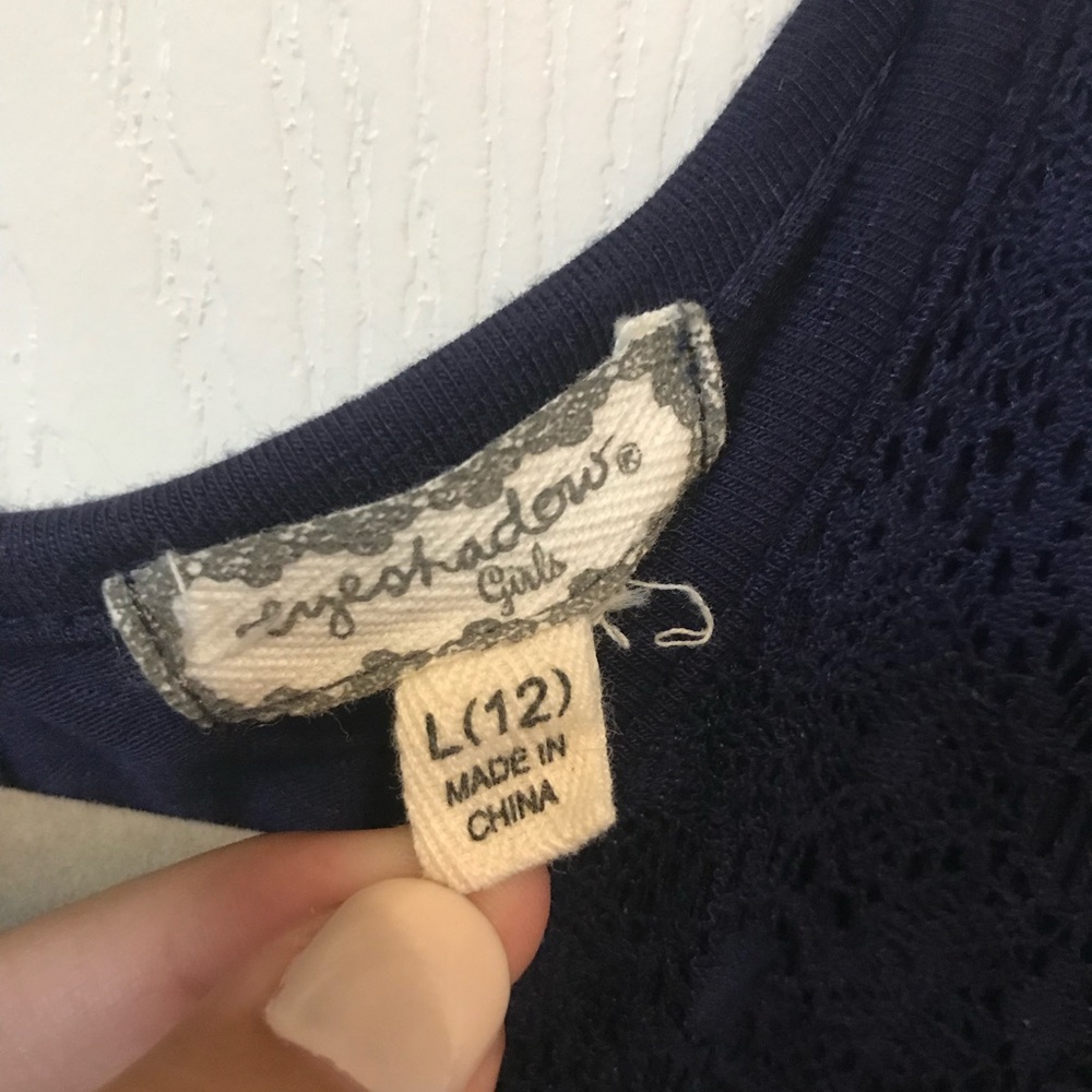 Navy Blue Ruffle Blouse - Picture 2 of 3